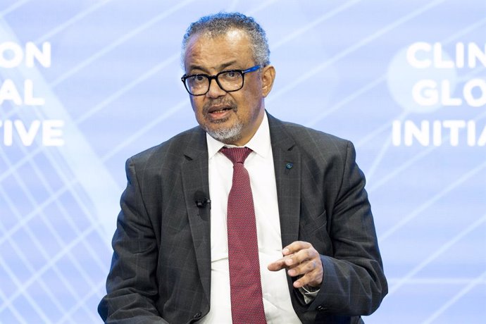 Archivo - September 24, 2024, New York City, New York, United States: TEDROS ADHANOM GHEBREYESUS, Director-General, World Health Organization (WHO), speaking at the Clinton Global Initiative conference at the Hilton Midtown hotel in New York City.