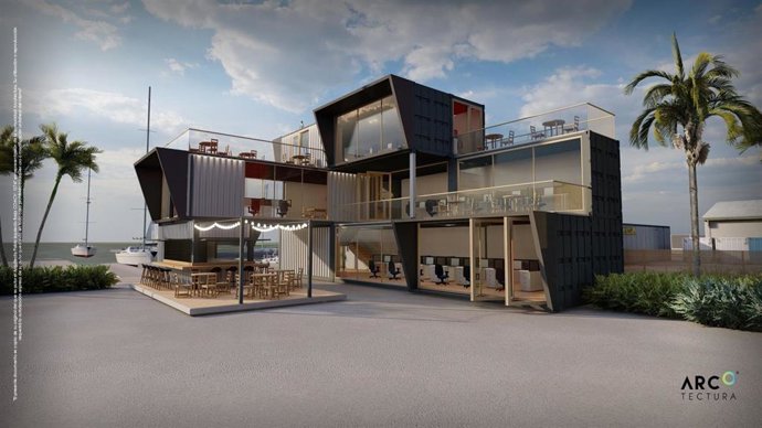 Proyecto de un edificio de oficinas de Sesame que se construirá con containers marítimos en la Marina de Valncia