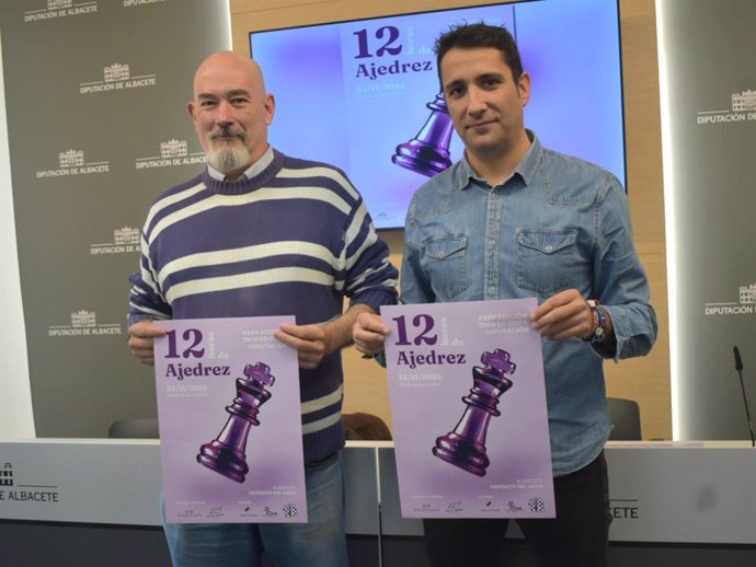 El diputado de Deportes y el presidente de la  Federación de Ajedrez de CLM presentan la Copa Diputación 12 Horas de Ajedrez.