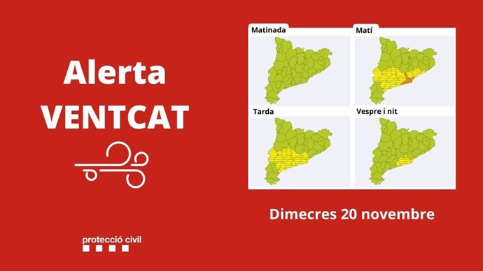 Alerta por viento en Catalunya este miércoles 20 de noviembre