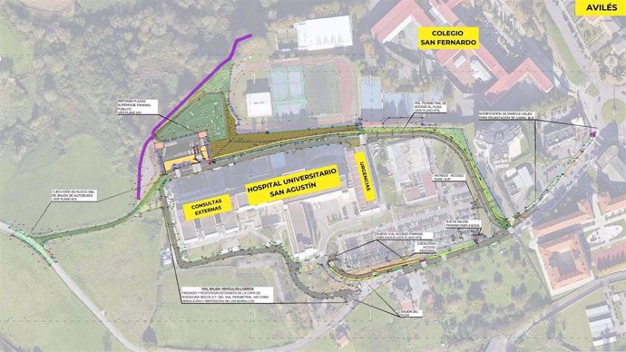 El Principado adjudica por más de 1,5 millones la mejora de la movilidad en el entorno del Hospital San Agustín, en Avilés.