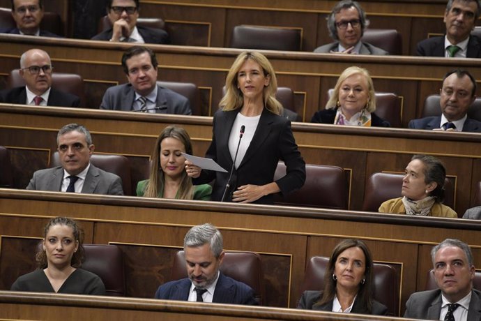 La diputada del PP Cayetana Ávarez de Toledo interviene durante una sesión de control al Gobierno