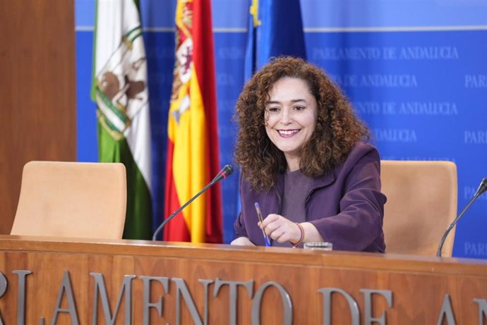 La portavoz de Por Andalucía, Inma Nieto, este miércoles en rueda de prensa.