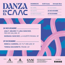 Cartel de la nueva sesión del ciclo 'Danza en el CAAC',  del Centro Andaluz de Arte Contemporáneo.