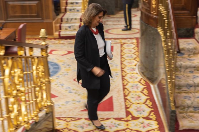 La vicepresidenta tercera i ministra per a la Transició Ecològica i Repte Demogràfic, Teresa Ribera, durant una sessió plenària al Congrés dels Diputats, a 20 de novembre del 2024, a Madrid (Espanya).