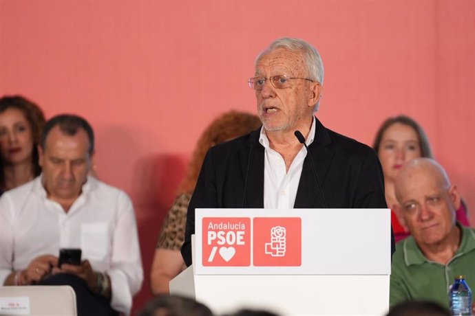 Archivo - El presidente del PSOE-A, Manuel Pezzi  durante su intervención en El Comité Director, a 18 de julio de 2024, en Sevilla, Andalucía (España). (Foto de archivo).