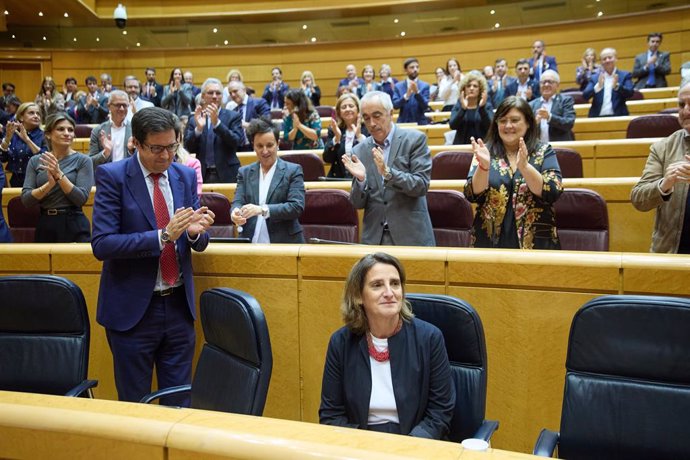 La vicepresidenta tercera y ministra para la Transición Ecológica y el Reto Demográfico, Teresa Ribera, durante su comparecencia en el pleno del Senado para ofrecer sus explicaciones sobre la gestión de las inundaciones producidas por la DANA el 29 de oct