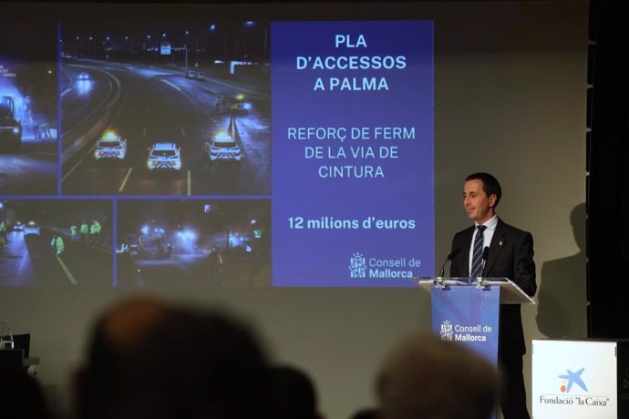 El presidente del Consell de Mallorca, Llorenç Galmés, durante la conferencia.