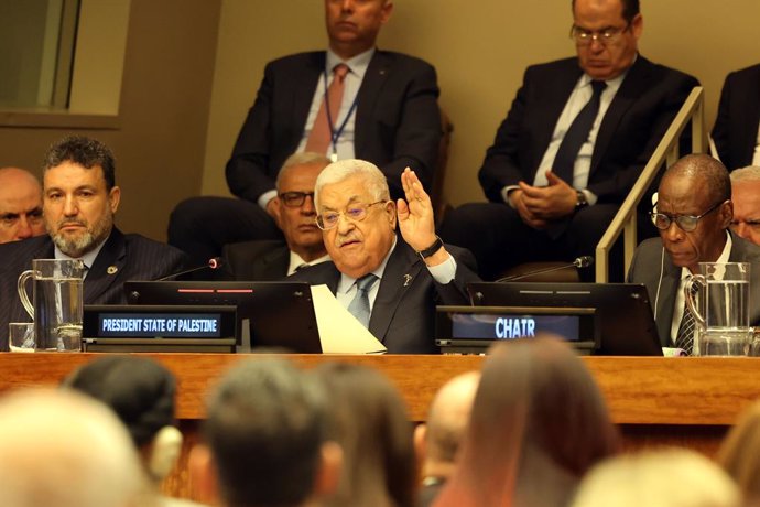 Archivo - May 15, 2023, New York, New York, United States of America: Palestinian President Mahmud Abbas speaks during a high-level event to commemorate the 75th anniversary of the Nakba at the United Nations headquarters in New York on May 15, 2023