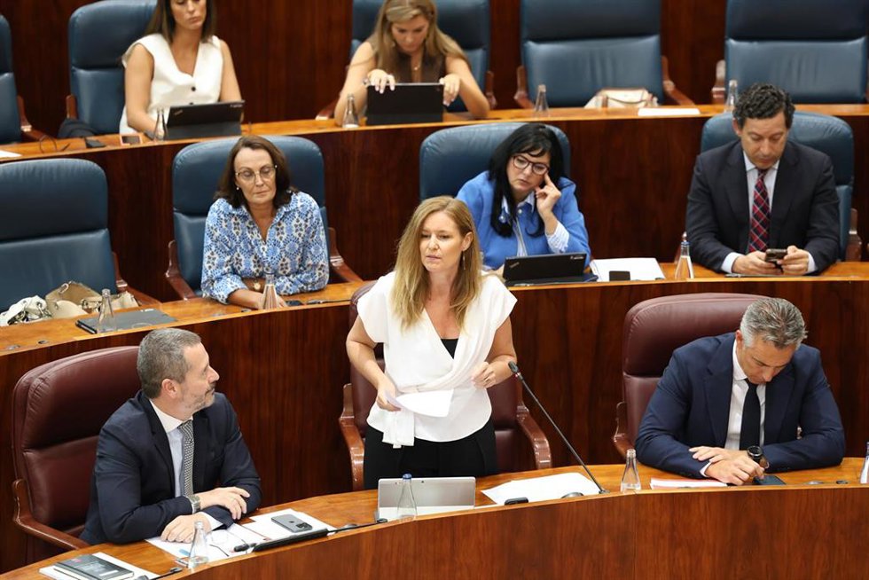 Archivo - La consejera de Familia, Juventud y Asuntos Sociales, Ana Dávila, interviene durante un pleno en la Asamblea de Madrid, a 19 de septiembre de 2024, en Madrid (España).  La Asamblea de Madrid vuelve a celebrar plenos ordinarios tras el parón de