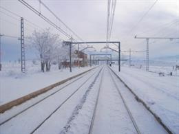 Vías de Adif tras una nevada