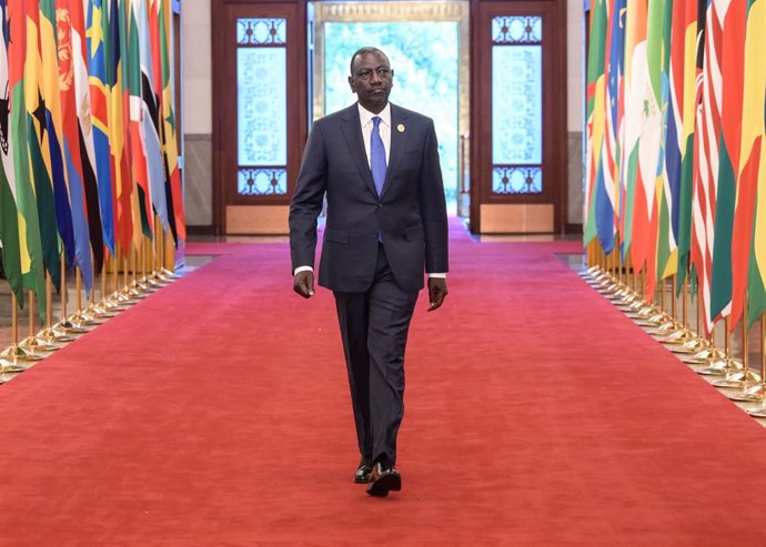 Archivo - BEIJING, Sept. 5, 2024  -- Kenyan President William Ruto arrives for the opening ceremony of the 2024 Summit of the Forum on China-Africa Cooperation (FOCAC) at the Great Hall of the People in Beijing, capital of China, Sept. 5, 2024. The 2024 S