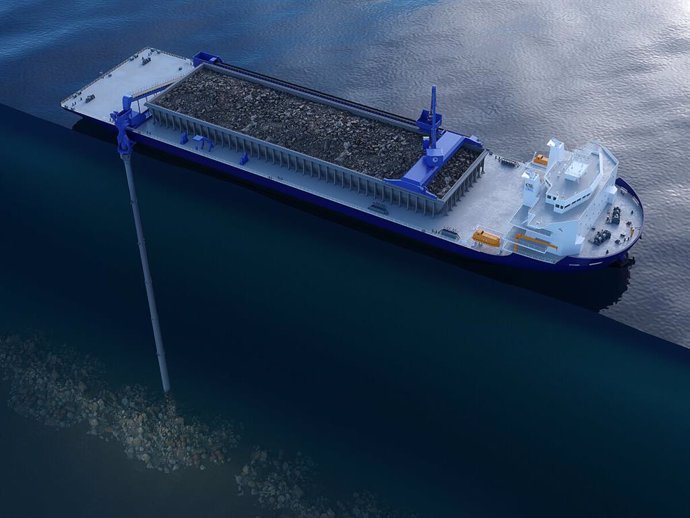 Rendering of CSL OWL subsea rock installation vessel