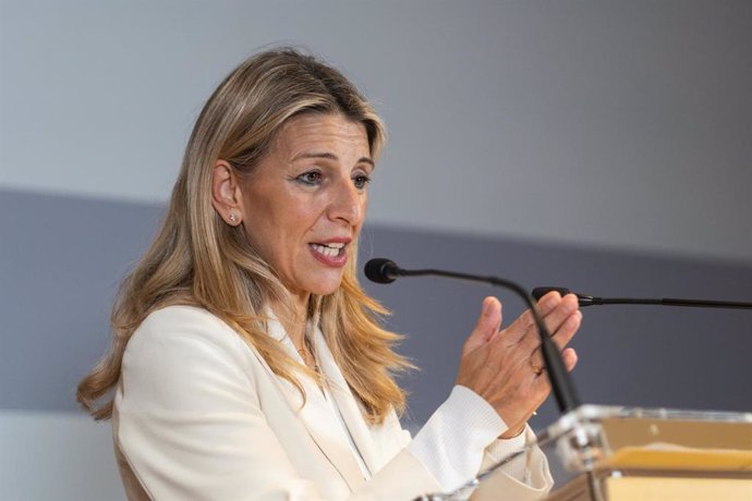 La vicepresidenta segunda del Gobierno y ministra de Trabajo, Yolanda Díaz, en la sede de la Delegación del Gobierno en Castilla-La Mancha, a 12 de noviembre de 2024, en Toledo, Castilla La-Mancha (España)