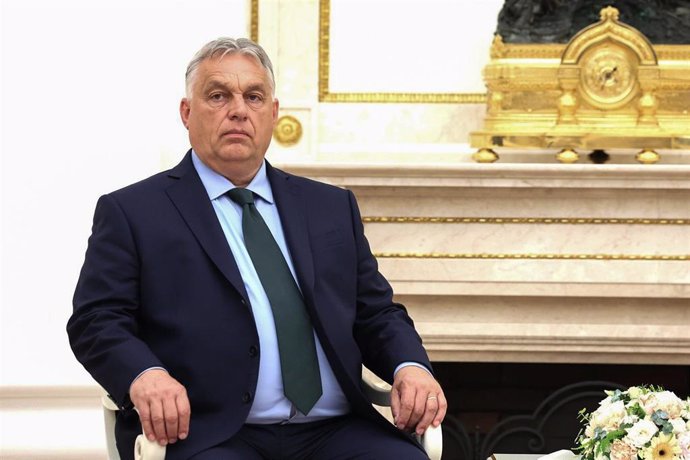 Archivo - El primer ministro de Hungría, Viktor Orbán, durante una visita oficial al Kremlin (archivo)