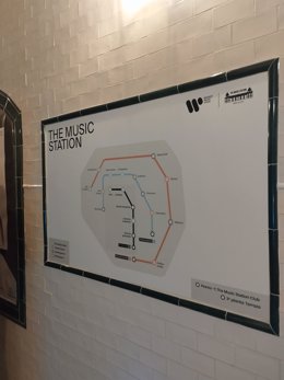 Mapa de Metro con las salas de música histórica en The Music Station