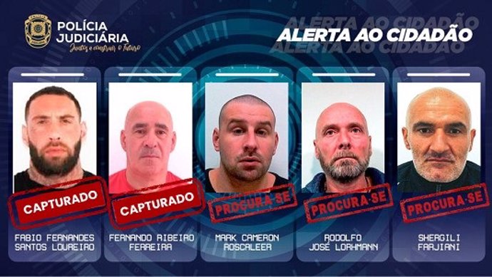 Actualización de los presos fugados de la prisión Vale dos Judeus de Alcoentre (Portugal) tras la detención de dos de ellos