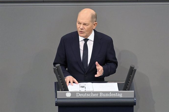 El canciller de Alemania, Olaf Scholz, durante una comparecencia ante el Budestag (archivo)