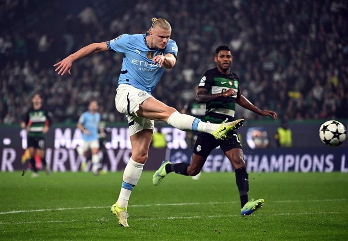 Erling Haaland en el Sporting-Manchester City de Liga de Campeones