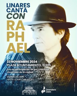 Cartel de la inicativa 'Linares canta con Raphael'.