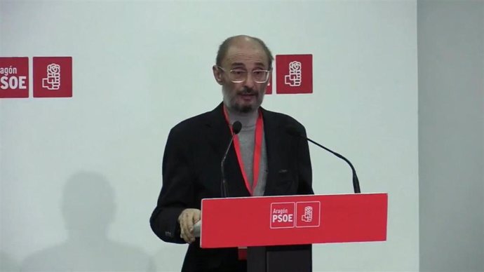 El secretario general del PSOE Aragón, Javier Lambán, en el Comité Regional de este viernes.