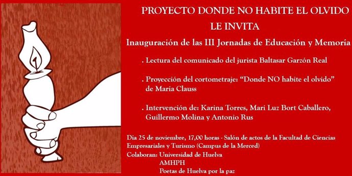 Cartel de las terceras Jornadas de Educación y Memoria en Huelva.