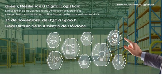 Cartel de la jornada sobre logística digital y sostenible.