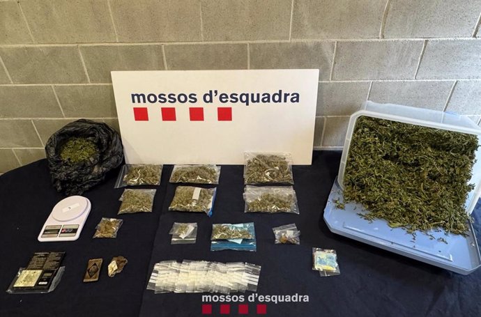 Imagen de la droga incautada en el piso