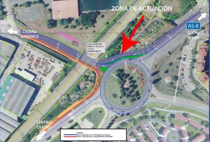 Adjudicada por 3,5 millones la creación de un nuevo ramal en la glorieta de Luis Oliver, en Oviedo