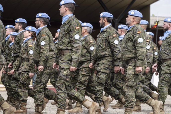 Archivo - Militares de la Brigada de Aragón I a su llegada a la Base ‘San Jorge’, a 26 de abril de 2024, en Zaragoza, Aragón (España). Los 600 militares de la Brigada Aragón I se incorporan en mayo a la misión española en Líbano en sustitución de la Briga