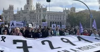 La Marea de Residencias recorre Gran Vía para pedir "justicia" por los ancianos fallecidos durante la pandemia