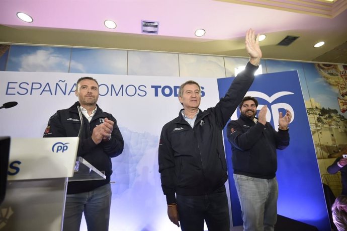 El presidente del PP, Albert Núñez Feijóo, en Caravaca de la Cruz (Murcia).