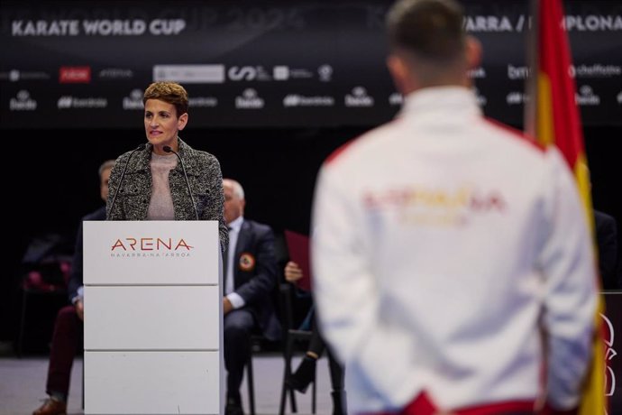 María Chivite en la inauguración del Mundial de Karate.