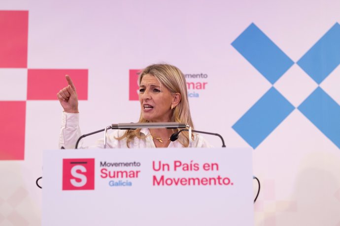 La vicepresidenta segunda y ministra de Trabajo y Economía Social y exlíder de Sumar, Yolanda Díaz, durante la Asamblea constituyente de Sumar Galicia, a 23 de noviembre de 2024, en Santiago de Compostela, A Coruña, Galicia (España).