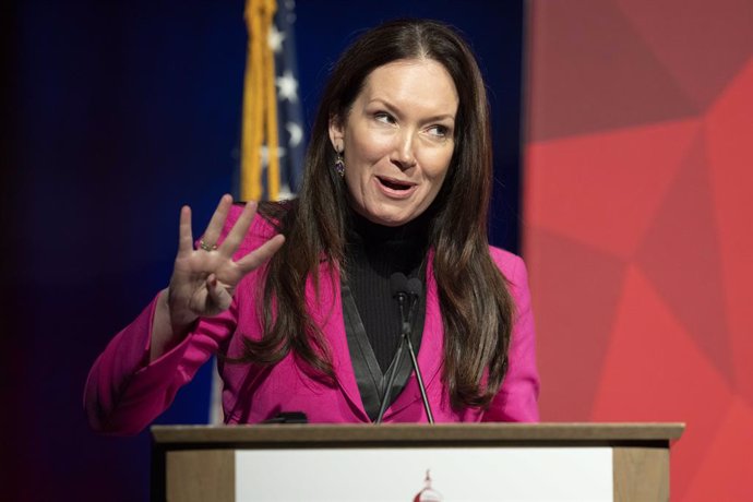 Archivo - January 21, 2022, Austin, TX, United States: Former advisor in the Trump White House BROOKE ROLLINS speaks about her time in the West Wing during the Texas Public Policy Foundation's policy conference in Austin.  Rollins now heads a conservative