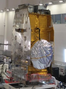 El satélite SpainSat NG I en las instalaciones de Airbus en Toulouse (Francia).