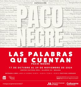 Cartel de la exposición de Paco Negre 'Las palabras que cuentan', abierta al público hasta el 29 de noviembre.