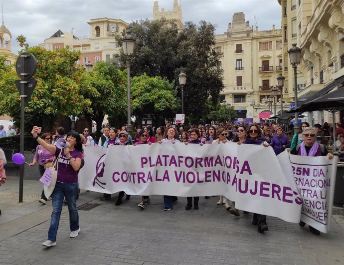 Manifestación con motivo del 25N en Córdoba este domingo.