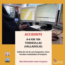 Gráfico elaborado por el 112 con datos sobre el accidente ocurrido en la A-6 en Tordesillas