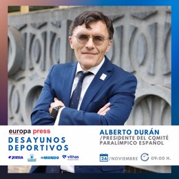 El presidente del CPE, Alberto Durán, comparte este martes los retos del deporte paralímpico en los Desayunos Deportivos de EP.