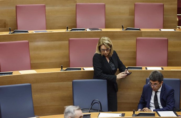 Imagen de archivo de la va vicepresidenta, portavoz y consellera de Servicios Sociales, Igualdad y Vivienda, Susana Camarero, y el presidente de la Generalitat, Carlos Mazón, durante una sesión plenaria, en Les Corts Valencianes, a 15 de noviembre de 2024