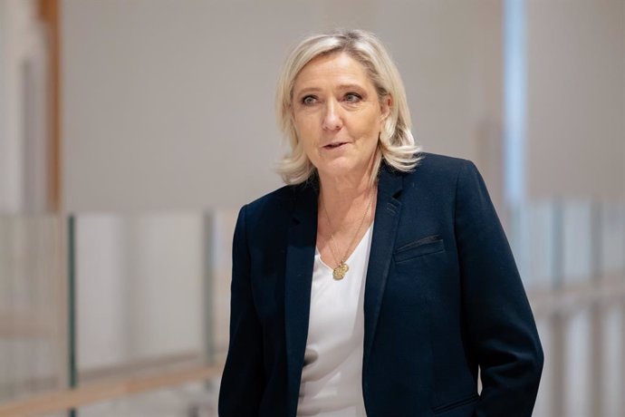 November 19, 2024, Paris, France, France: Member of French far right party Rassemblement National (RN) Marine Le Pen takes a break at the Paris criminal courthouse during her trial on suspicion of embezzlement of European public funds. French far right pa