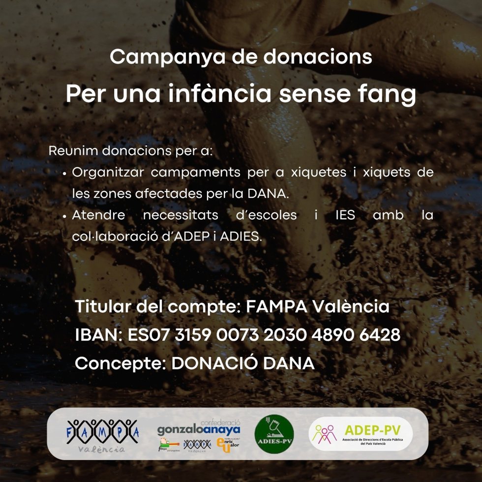 Cartel de donaciones para la campaña 'Una infncia sense fang'