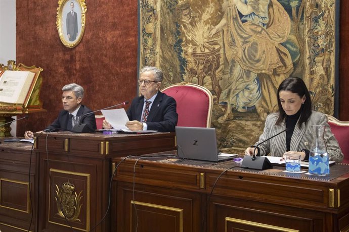 Salvador Fuentes (centro) ha presidido el Pleno extraordinario.