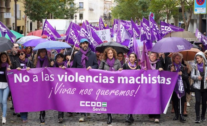 Manifestación ¡de CCOO este lunes en Sevilla.