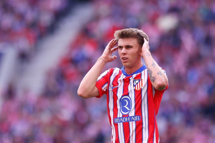 Archivo - Pablo Barrios of Atletico de Madrid reacts during the Spanish League, LaLiga EA Sports, football match played between Atletico de Madrid and CD Leganes at Riyadh Air Metropolitano stadium on October 20, 2024, in Madrid, Spain.
