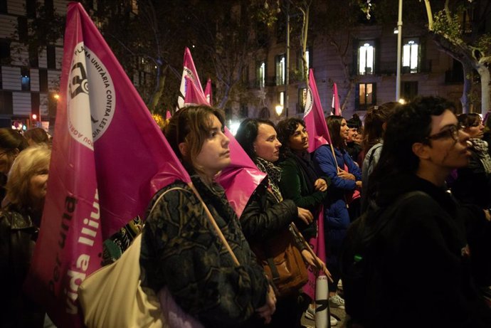 Participantes en la manifestación del 25N en Barcelona.