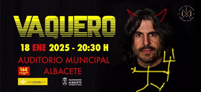 Cartel de la actuación de J.J. Vaquero en Albacete.