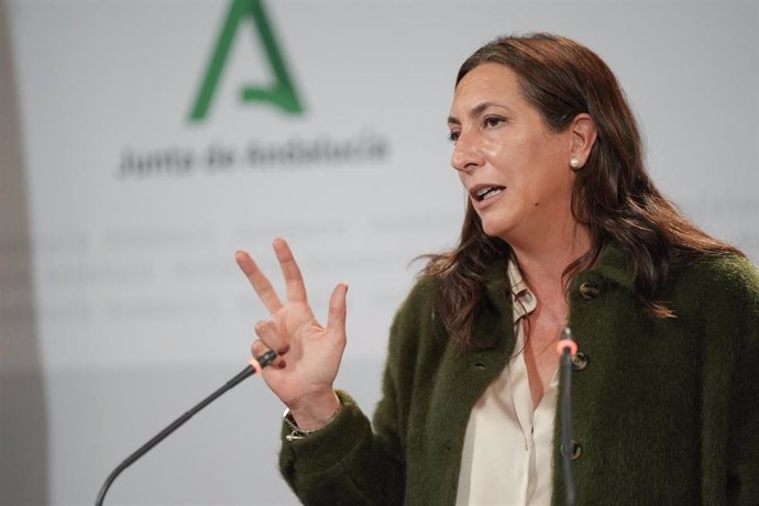 La consejera de Inclusión Social, Juventud, Familias e Igualdad, Loles López, durante la rueda de prensa posterior a la reunión del Consejo de Gobierno. A 26 de noviembre de 20024, en Sevilla (Andalucía, España).  El Consejo de Gobierno de la Junta de And