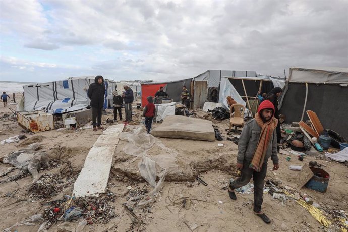 Campamento de desplazados palestinos en Deir el Balá, en el sur de la Franja de Gaza